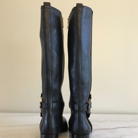 TORY BURCH BLACK TALL AMANDA RIDDING BOOTS - Picture 9 of 16